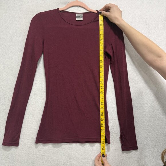 Icebreaker Shirt Womens Small Burgundy Bodyfit 200 Long Sleeve Base Layer Crew - Picture 3 of 8